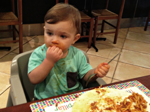 Owen eating dairy free pasta