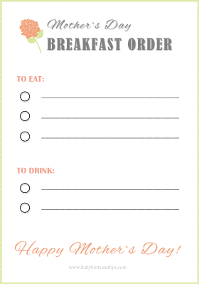 Mother's Day Breakfast Order Blank
