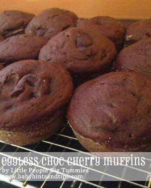 eggless chocolate cherry muffins